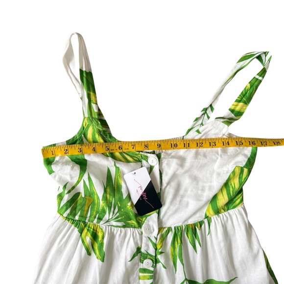 Women's Sleeveless Tropical Print Lined Linen Blend Dress Button Front Size MED - Picture 7 of 9
